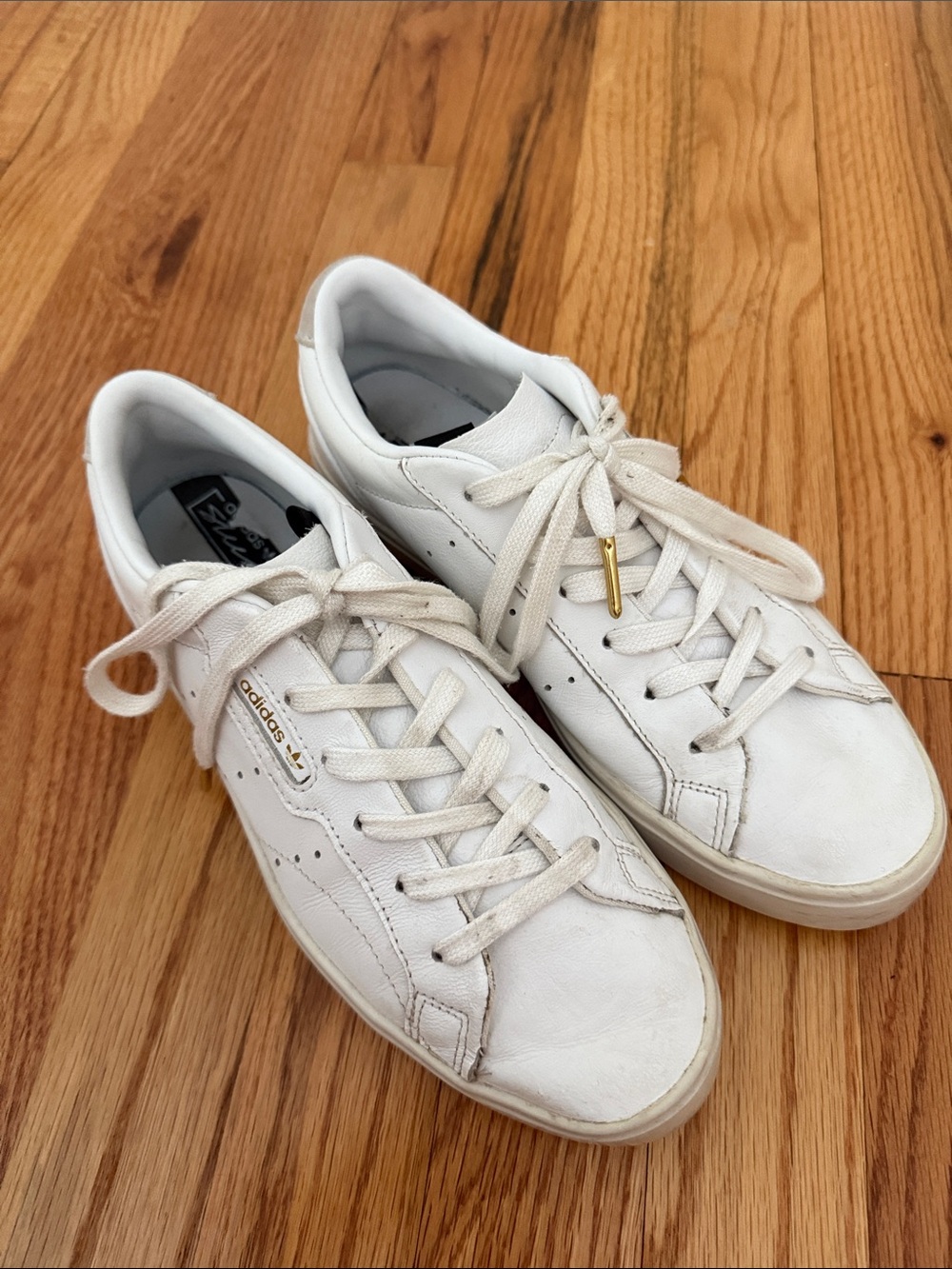 adidas Sleek White Gold Leather Low-Top Women's Sneakers